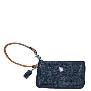 COACH Black Leather Zip Close Wristlet Wallet